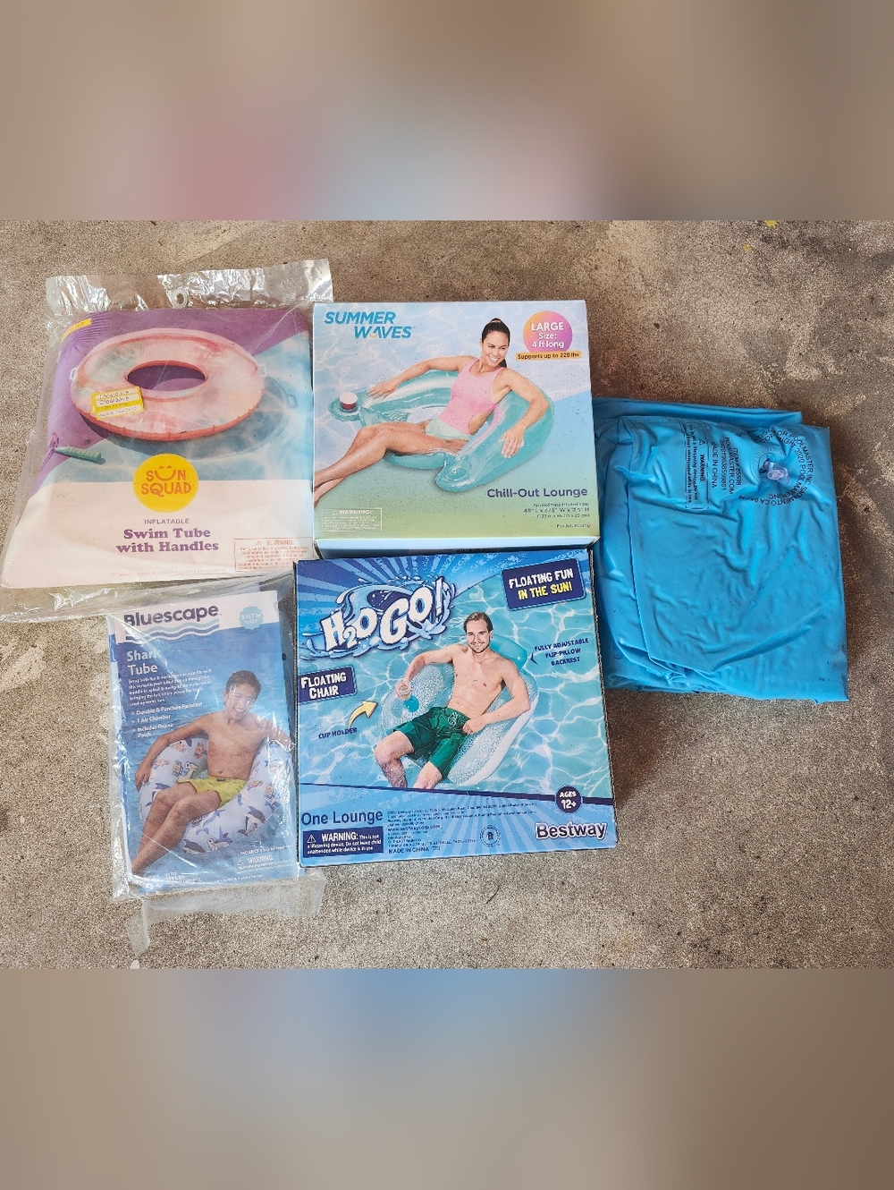 Set Of 5 Inflatable Pool Floats H2O GO Lounger Tubes Swim Kids Water Toys Lot